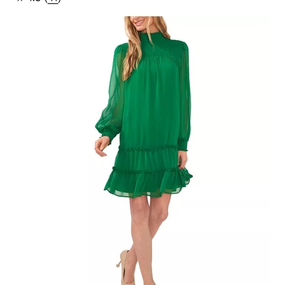 Elegant Green Chiffon Dress - Picture 1 of 6